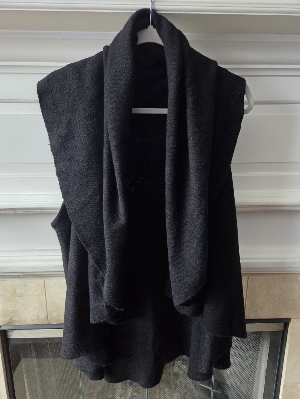 Black Waterfall Sweater Vest Open Front Drape One Size LOOK